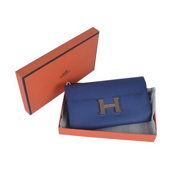 Cheap Fake Hermes Constance Long Wallets Royalblue Calfskin Leather Gold